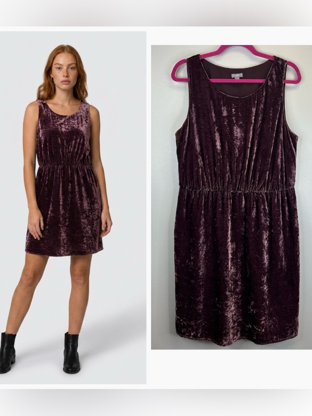 J.‎ Jill Sleeveless Velvet Size L Dress Midi Dusty Purple Elegant Cocktail Party